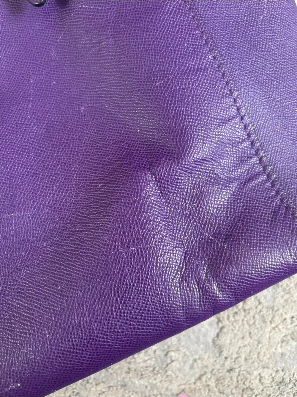 Coach Purple Leather Tote with Turn-Lock and Tag IN FAIR CONDITION